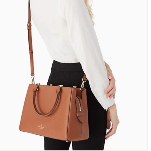 Kate Spade Brown Leila Medium Triple Compartment Satchel Crossbody Purse - Picture 15 of 15